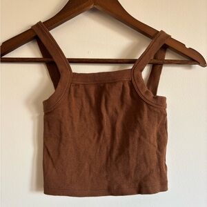 Brown Ribbed Women's Tank Top